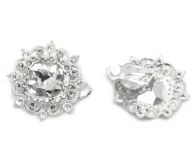 1 Paar Modeschmuck Ohrringe Clipse Filigranes Design mit Strass 3cm