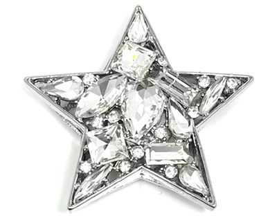 Modeschmuck Brosche Stern Magnetclip mit viel großem Strass Silber 5,5cm Modeschmuck Brosche Stern Magnetclip mit viel großem Strass Silber 5,5cm