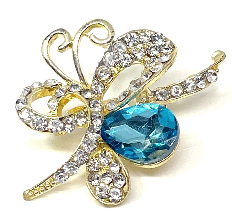 Brosche Anstecknadel Schmetterling abstrakt goldfarben mit Strass 5x3,5cm Brosche Anstecknadel Schmetterling abstrakt goldfarben mit Strass 5x3,5cm