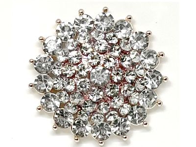Brosche Magnetbrosche Dahlia Rosegold od Blau Silber mit Klarem Strass 4,5cm Brosche Magnetbrosche Dahlia Rosa 4,5cm