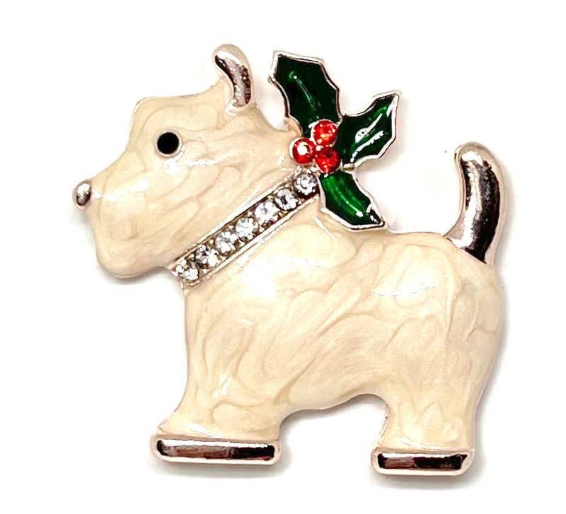 Brosche Schalclip mit Magnetclip Weihnachten Hund mit Strass 5cm Brosche Schalclip mit Magnetclip Weihnachten Hund mit Strass 5cm