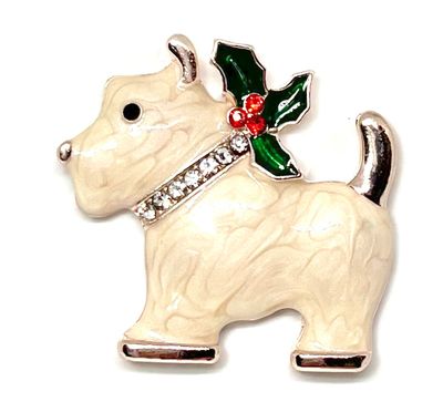 Brosche Schalclip mit Magnetclip Weihnachten Hund mit Strass 5cm Brosche Schalclip mit Magnetclip Weihnachten Hund mit Strass 5cm