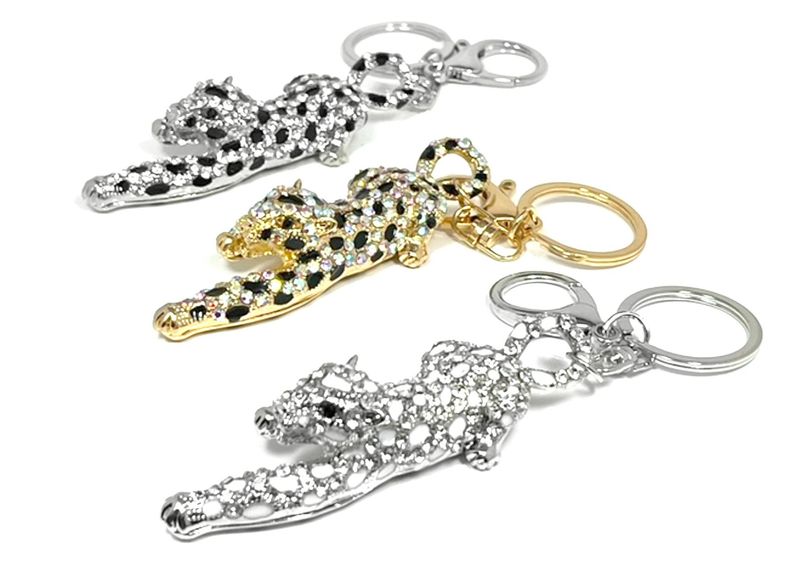 Taschenanhänger Schlüsselanhänger Leopard gold oder silberfarben mit Strass 9cm Taschenanhänger Schlüsselanhänger Leopard gold oder silberfarben mit Strass 9cm