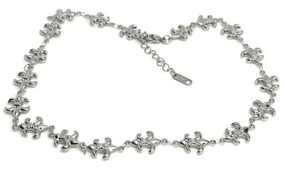 Edelstahl Halskette Collier mit Lilie Fleur de lis  silberfarben 45 - 50cm
