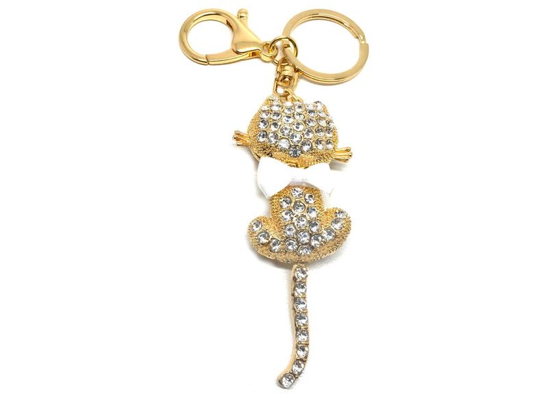 Taschenanhänger Schlüsselanhänger Cat Back mit Strass Gold