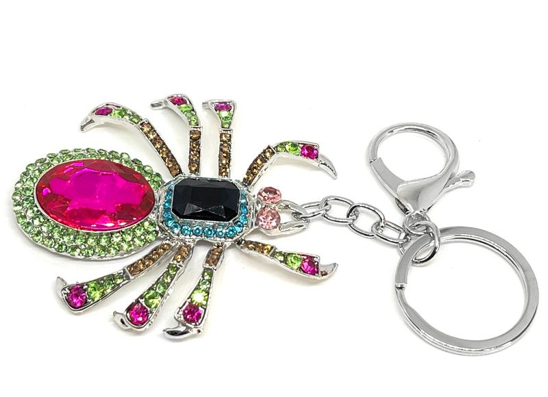 Taschenanhänger - Schlüsselanhänger Spinne mit Buntem Strass Motiv Länge ca 7cm
