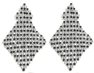 Chandelier Ohrclips XXL Strass Kristall Lang Schwarz Silber 8cm Statement Vintage Chandelier Ohrclips XXL Strass Kristall Lang Schwarz Silber 8cm Statement