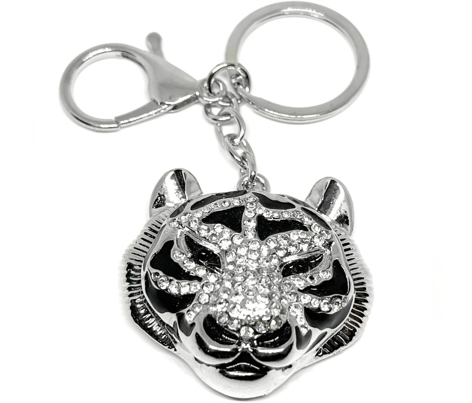 Taschenanhänger Schlüsselanhänger Tiger Kopf mit Strass in silber oder goldfarben 5cm Taschenanhänger Schlüsselanhänger Tiger Kopf mit Strass in silberfarben goldfarben 5cm