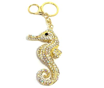 Schlüsselanhänger Taschenanhänger Seepferdchen mit irisierendem Strass 8cm Beyond Diva Schlüsselanhänger Taschenanhänger Seepferdchen mit irisierendem Strass 8cm goldfarben