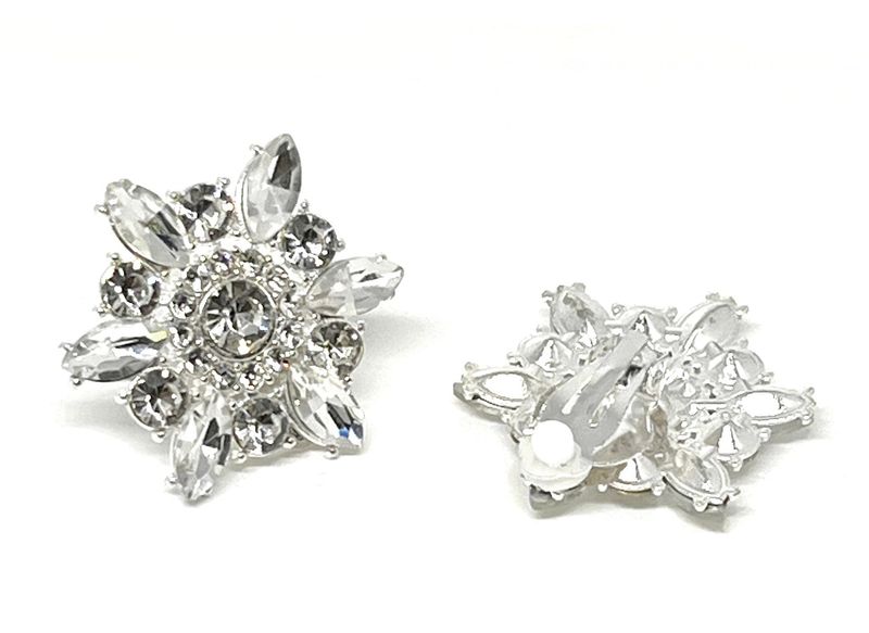 1 Paar Modeschmuck Ohrringe Clipse Eisstern Design mit Strass 3cm