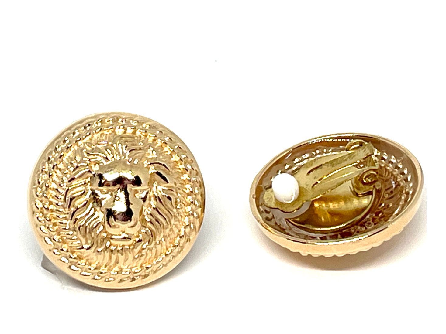 1 Paar Modeschmuck Clips Ohringe Löwenkopf goldfarben 2,5cm 1 Paar Modeschmuck Clips Ohringe Löwenkopf goldfarben 2,5cm