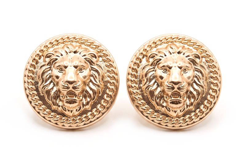 1 Paar Modeschmuck Clips Ohringe Löwenkopf goldfarben 2,5cm