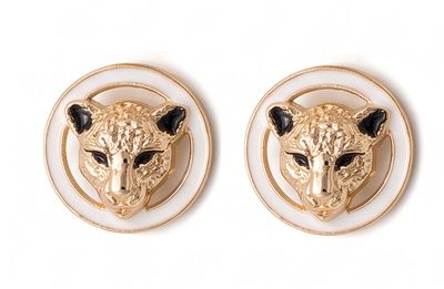 Ohrclips in Gold od Silber Weiß Panther Leopard Raubkatze Statement Ohrringe 20mm Vintage Ohrclips in Gold Weiß Panther Raubkatze Statement Ohrringe