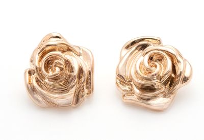 Vintage Ohrclips Gold Rose Blüte Statement Ohrringe Rund Gewellt 22mm Vintage Ohrclips Gold Rose Blüte Statement Ohrringe Rund Gewellt 22mm