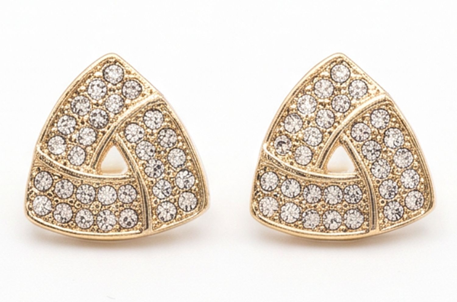 Vintage Ohrclips Gold Strass Geometrisch Dreieck Statement Ohrringe Art Déco 20mm Vintage Ohrclips Gold Strass Geometrisch Dreieck Statement Ohrringe Art Déco 20mm