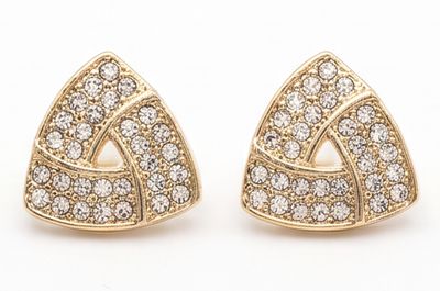 Vintage Ohrclips Gold Strass Geometrisch Dreieck Statement Ohrringe Art Déco 20mm Vintage Ohrclips Gold Strass Geometrisch Dreieck Statement Ohrringe Art Déco 20mm