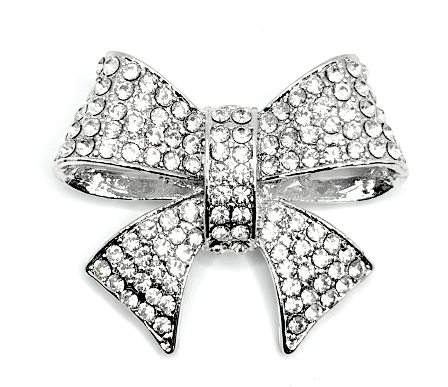 Vintage Magnetbrosche Silber Schleife Strass Kristall Brosche Magnet 40mm Vintage Magnetbrosche Silber Schleife Strass Kristall Brosche Magnet 40mm