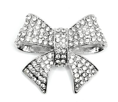 Vintage Magnetbrosche Silber Schleife Strass Kristall Brosche Magnet 40mm Vintage Magnetbrosche Silber Schleife Strass Kristall Brosche Magnet 40mm