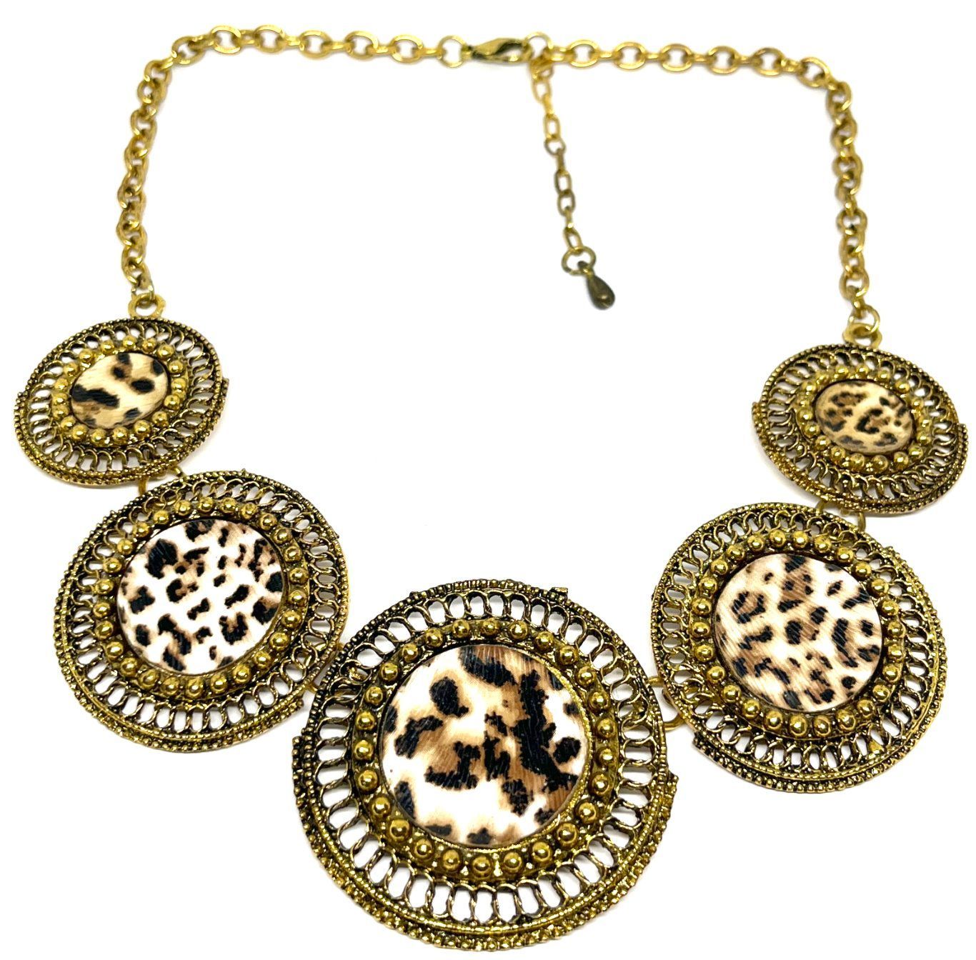 Vintage Statement Kette Gold Silber Leopard Leo Print Medaillon Halskette 50cm Vintage Statement Kette Gold Silber Leopard Leo Print Medaillon Halskette 50cm