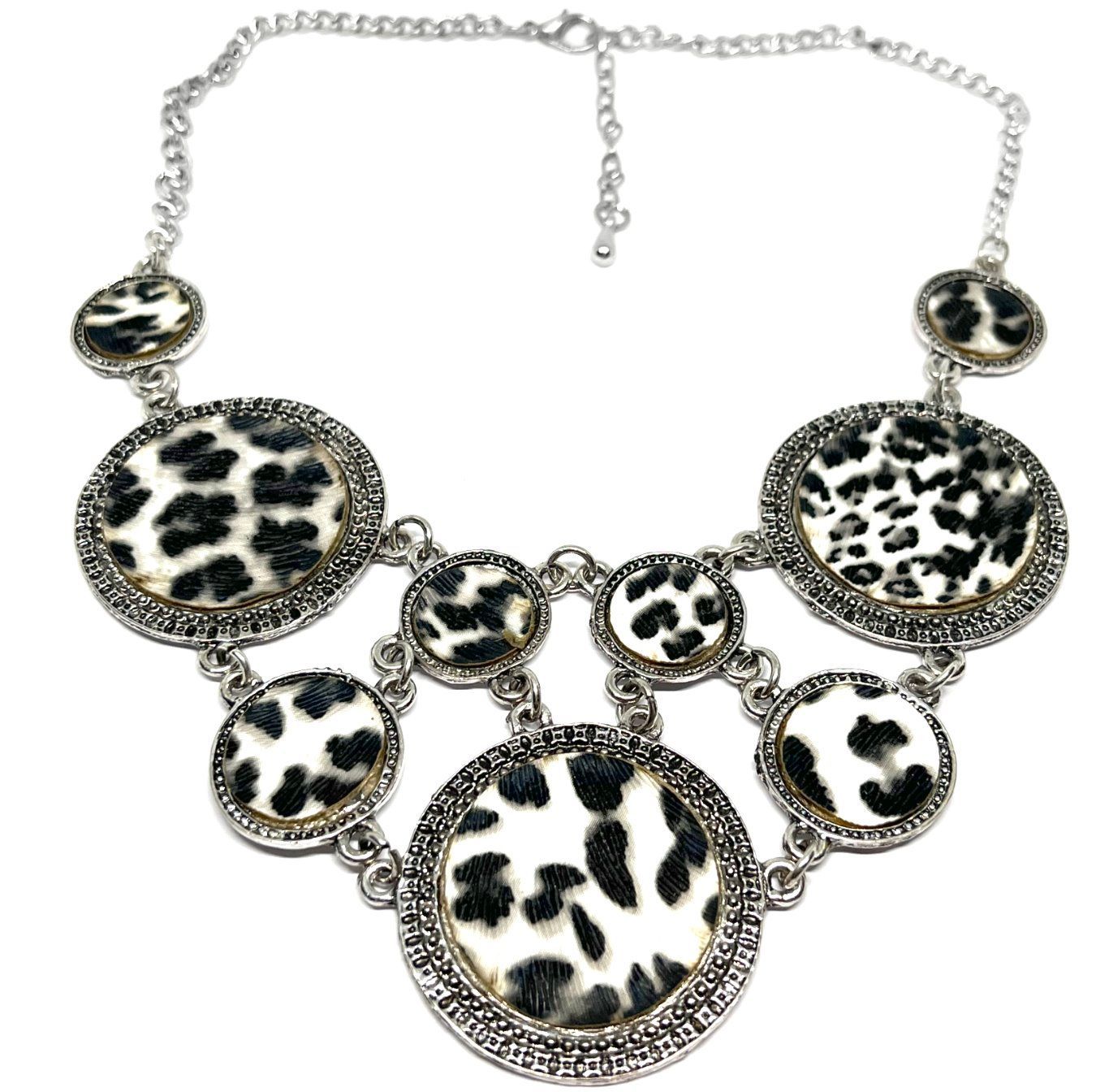 Vintage Statement Kette Gold Silber Leopard Leo Print Medaillon Halskette 50cm Vintage Statement Kette Silber Leopard Leo Print Medaillon Halskette 50cm