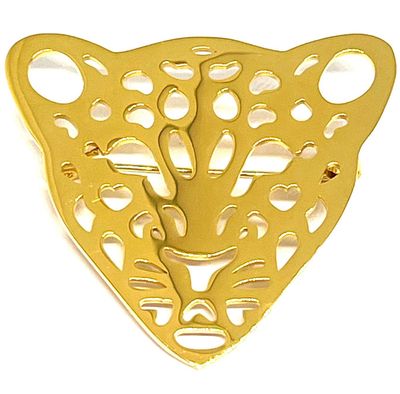 Vintage Brosche Gold Silber Edelstahl Leopard Panther Cut Out Anstecknadel 40mm Vintage Brosche Gold Edelstahl Leopard Panther Cut Out Anstecknadel Broche 40mm