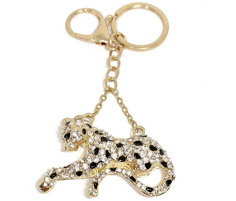 Vintage Schlüsselanhänger Tasche Anhänger Leopard Panther Strass Gold Silber 110mm Vintage Schlüsselanhänger Tasche Anhänger Leopard Panther Strass Gold 110mm