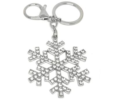 Vintage Schlüsselanhänger Silber Schneeflocke Strass Kristall Winter Anhänger 12cm
