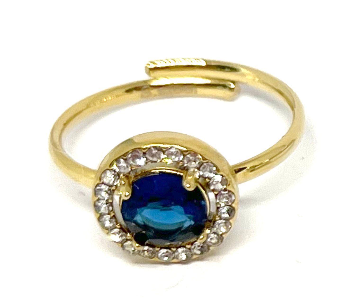 Vintage Universalring Edelstahl Verstellbar Strass Kristall Halo Ring Blau Gold Weiß