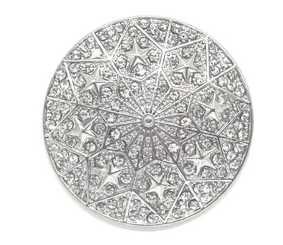 Brosche Schalclip Magnetclip Stern und Nieten mit klarem Strass silberfarben 5cm