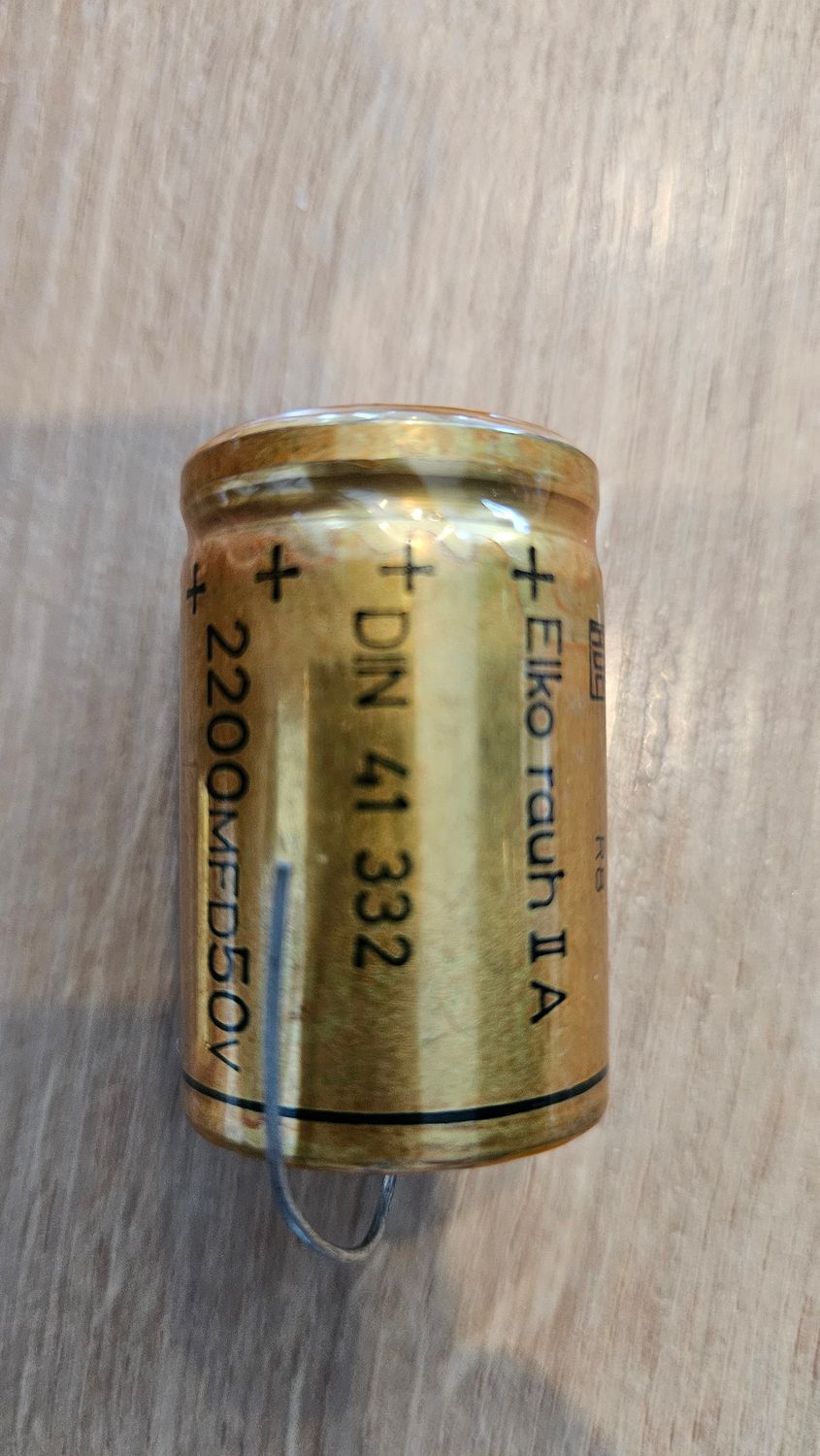 Original Rauh II A Elektrolytkondensator 2200 µF / 50 V – DIN 41332 – Made in W-Germany
