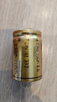 Original Rauh II A Elektrolytkondensator 2200 µF / 50 V – DIN 41332 – Made in W-Germany