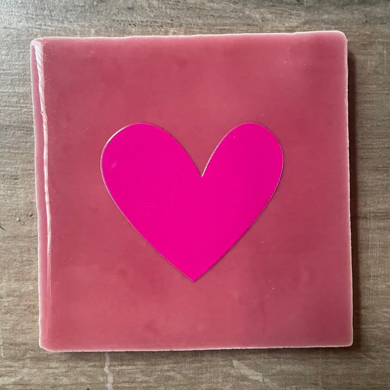 Tegel Roze Hartje Roze