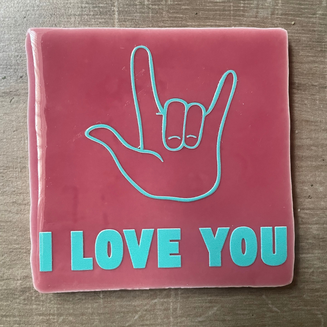 Tegel Roze I-LOVE-YOU Turquoise
