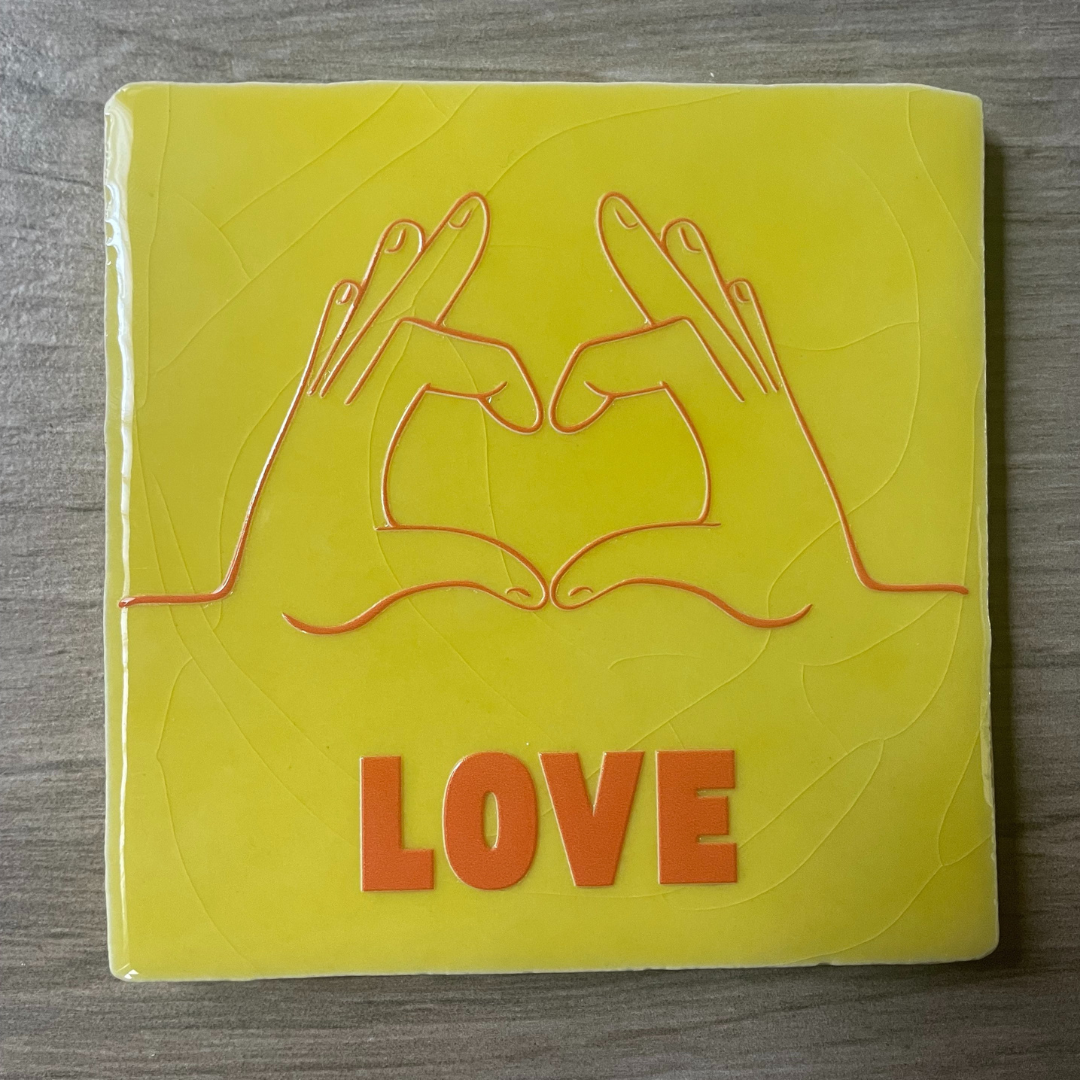 Tegel Geel LOVE Oranje