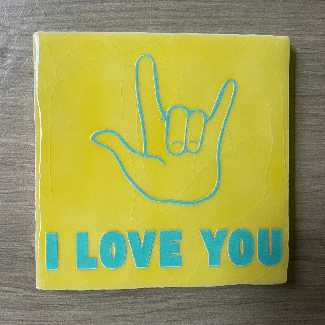 Tegel Geel I-LOVE-YOU Turquoise