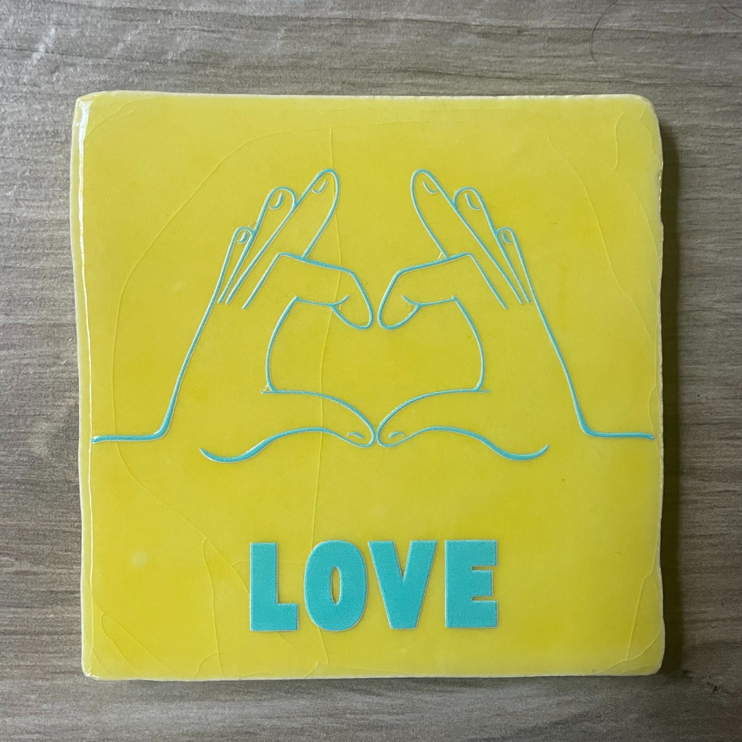 Tegel Geel LOVE Turquoise