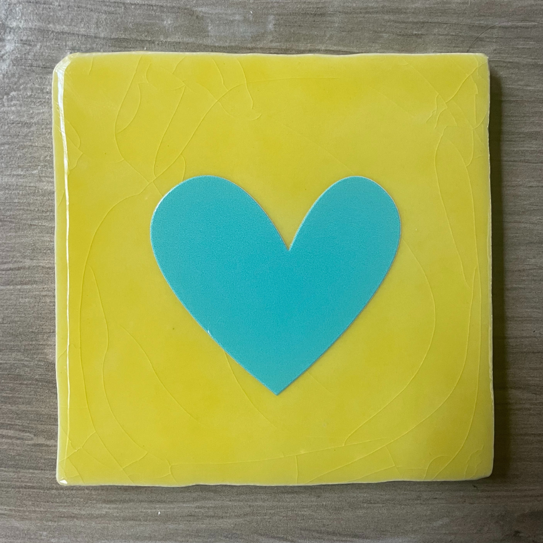 Tegel Geel Hartje Turquoise