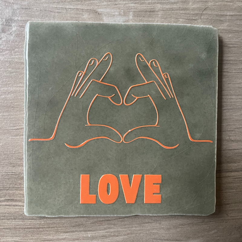 Tegel Groen LOVE Oranje