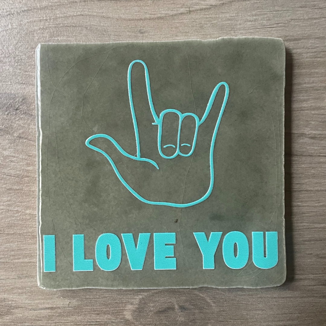 Tegel Groen I-LOVE-YOU Turquoise