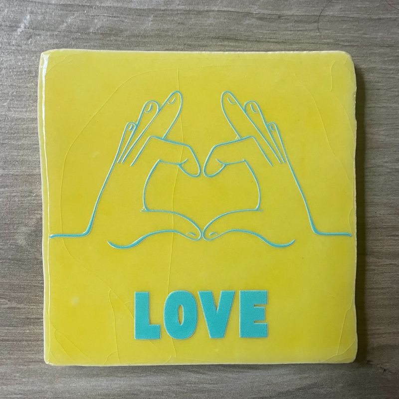 Tegel Geel LOVE Turquoise