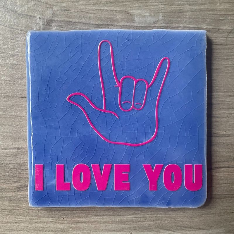 Tegel Blauw I-LOVE-YOU Roze