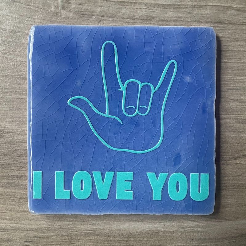 Tegel Blauw I-LOVE-YOU Turquoise