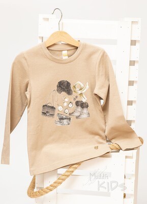 Braunes Langarmshirt mit Aufdruck