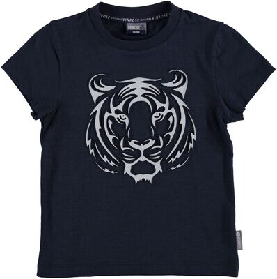 T-Shirt in dkl. blau mit Tigerprint