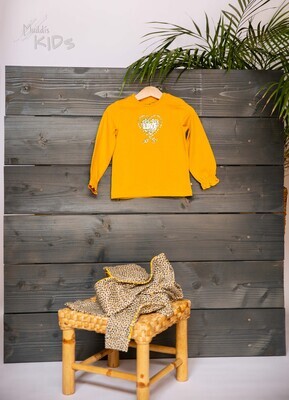 Senffarbenes Langarmshirt mit Aufdruck