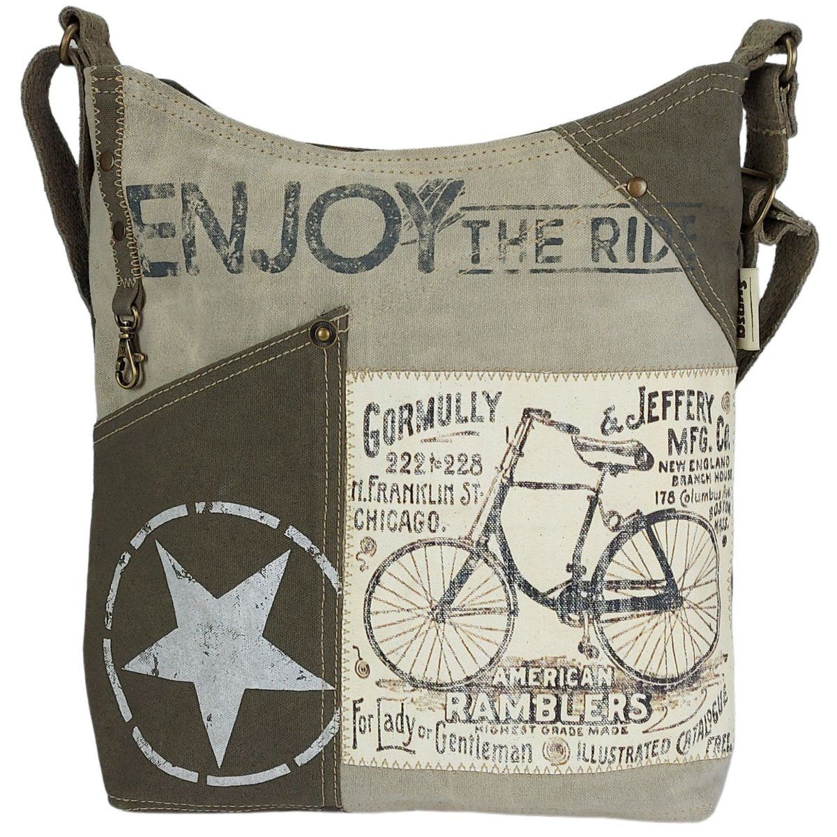 Grosse Umhängetasche im Vintage Stil / Upcycling