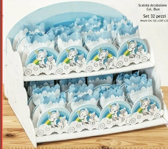 Blaue Einhorn Schachteln mit Aufsteller Blaue Einhorn Schachteln mit Aufsteller