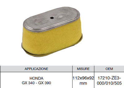 Filtro aria motore HONDA GX340 GX390