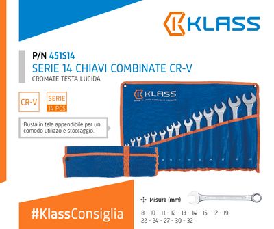 Serie chiavi combinate Klass KIT 14 pezzi