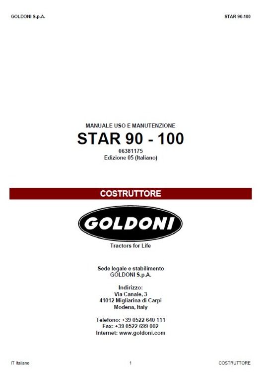 Manuale uso e manutenzione Goldoni Star 90-100